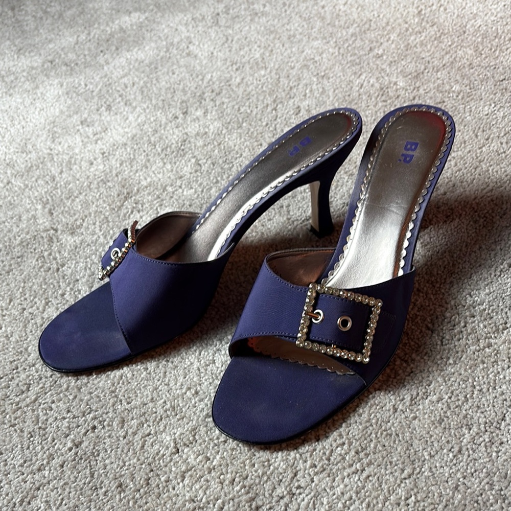 BP Blue Heeled Sandals with Chic Buckle